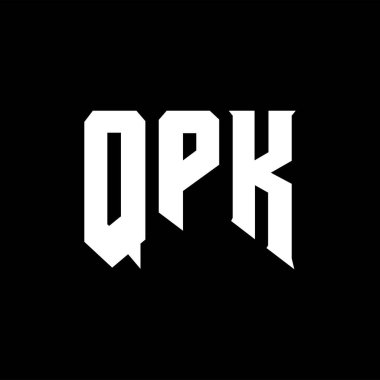 QPK harfleri teknoloji şirketi için logo tasarımı. Logo tasarımı siyah ve beyaz renk kombinasyonu. tipografi logosu tasarımı.