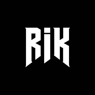 RIK 'in teknoloji şirketi için logo tasarımı. RIK logo tasarımı siyah ve beyaz renk kombinasyonu. RIK logosu, RIK vektörü, RIK tasarımı, RIK simgesi, RIK alfabesi. RIK tipografi logosu tasarımı.