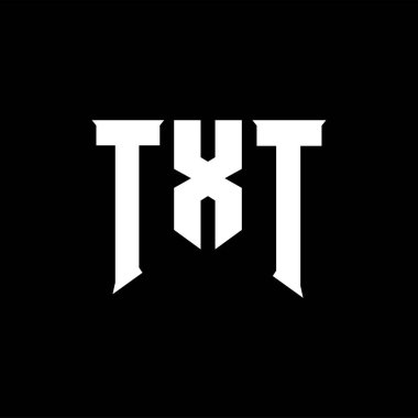 Teknoloji şirketi için TXT harf logosu tasarımı. TXT logo tasarımı siyah ve beyaz renk kombinasyonu. TXT logosu, TXT vektörü, TXT dizaynı, TXT simgesi, TXT alfabesi. TXT tipografi logosu tasarımı.