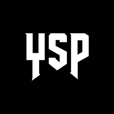  Teknoloji şirketi için YSP harfleri logo tasarımı. Logo tasarımı siyah ve beyaz renk kombinasyonu. tipografi logosu tasarımı.