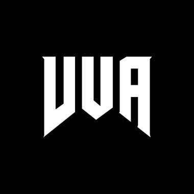 VUA harfleri teknoloji şirketi için logo tasarımı. Logo tasarımı siyah ve beyaz renk kombinasyonu. tipografi logosu tasarımı.