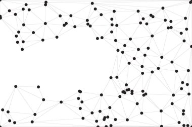 Siyah Düğümler ve İnce Çizgiler ile Soyut Çokgen Ağ, Bir Minimalist Geometrik Ağ Şablonu Oluşturuyor
