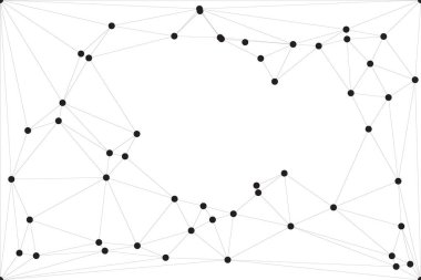 Siyah Düğümler ve İnce Çizgiler ile Soyut Çokgen Ağ, Bir Minimalist Geometrik Ağ Şablonu Oluşturuyor