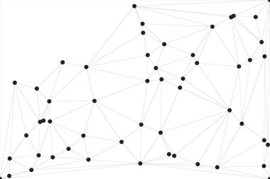 Siyah Düğümler ve İnce Çizgiler ile Soyut Çokgen Ağ, Bir Minimalist Geometrik Ağ Şablonu Oluşturuyor