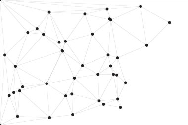 Siyah Düğümler ve İnce Çizgiler ile Soyut Çokgen Ağ, Bir Minimalist Geometrik Ağ Şablonu Oluşturuyor