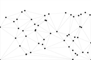 Siyah Düğümler ve İnce Çizgiler ile Soyut Çokgen Ağ, Bir Minimalist Geometrik Ağ Şablonu Oluşturuyor