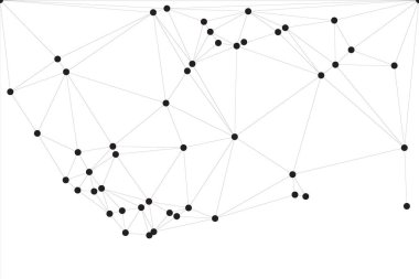 Siyah Düğümler ve İnce Çizgiler ile Soyut Çokgen Ağ, Bir Minimalist Geometrik Ağ Şablonu Oluşturuyor