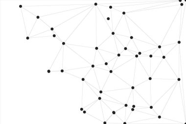 Siyah Düğümler ve İnce Çizgiler ile Soyut Çokgen Ağ, Bir Minimalist Geometrik Ağ Şablonu Oluşturuyor