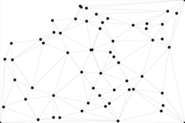 Siyah Düğümler ve İnce Çizgiler ile Soyut Çokgen Ağ, Bir Minimalist Geometrik Ağ Şablonu Oluşturuyor