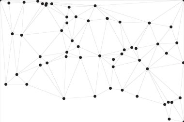 Siyah Düğümler ve İnce Çizgiler ile Soyut Çokgen Ağ, Bir Minimalist Geometrik Ağ Şablonu Oluşturuyor