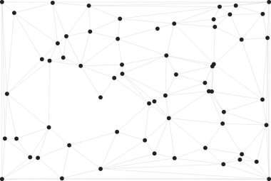 Siyah Düğümler ve İnce Çizgiler ile Soyut Çokgen Ağ, Bir Minimalist Geometrik Ağ Şablonu Oluşturuyor