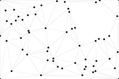 Siyah Düğümler ve İnce Çizgiler ile Soyut Çokgen Ağ, Bir Minimalist Geometrik Ağ Şablonu Oluşturuyor