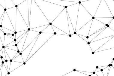 Siyah Düğümler ve İnce Çizgiler ile Soyut Çokgen Ağ, Bir Minimalist Geometrik Ağ Şablonu Oluşturuyor