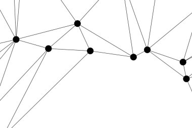 Siyah Düğümler ve İnce Çizgiler ile Soyut Çokgen Ağ, Bir Minimalist Geometrik Ağ Şablonu Oluşturuyor
