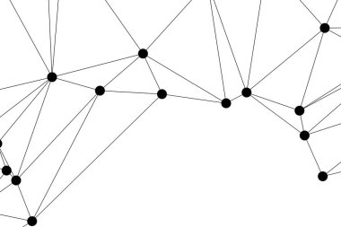 Siyah Düğümler ve İnce Çizgiler ile Soyut Çokgen Ağ, Bir Minimalist Geometrik Ağ Şablonu Oluşturuyor