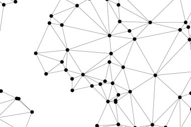 Siyah Düğümler ve İnce Çizgiler ile Soyut Çokgen Ağ, Bir Minimalist Geometrik Ağ Şablonu Oluşturuyor