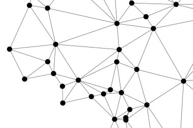 Siyah Düğümler ve İnce Çizgiler ile Soyut Çokgen Ağ, Bir Minimalist Geometrik Ağ Şablonu Oluşturuyor