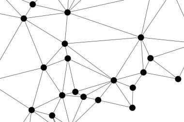 Siyah Düğümler ve İnce Çizgiler ile Soyut Çokgen Ağ, Bir Minimalist Geometrik Ağ Şablonu Oluşturuyor
