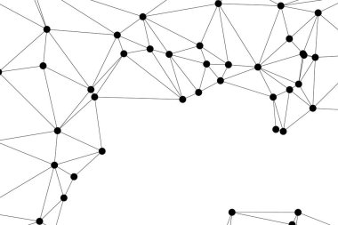 Siyah Düğümler ve İnce Çizgiler ile Soyut Çokgen Ağ, Bir Minimalist Geometrik Ağ Şablonu Oluşturuyor