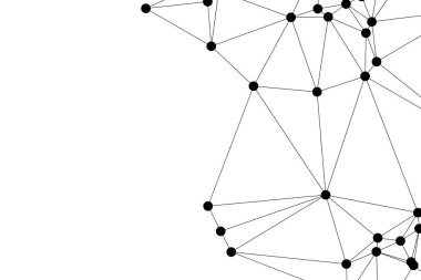 Siyah Düğümler ve İnce Çizgiler ile Soyut Çokgen Ağ, Bir Minimalist Geometrik Ağ Şablonu Oluşturuyor