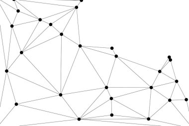 Siyah Düğümler ve İnce Çizgiler ile Soyut Çokgen Ağ, Bir Minimalist Geometrik Ağ Şablonu Oluşturuyor