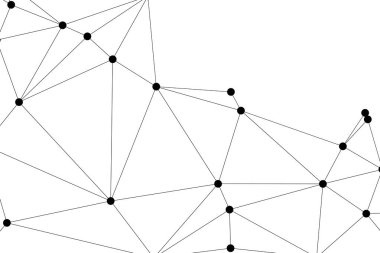 Siyah Düğümler ve İnce Çizgiler ile Soyut Çokgen Ağ, Bir Minimalist Geometrik Ağ Şablonu Oluşturuyor