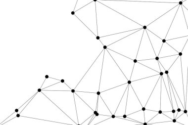 Siyah Düğümler ve İnce Çizgiler ile Soyut Çokgen Ağ, Bir Minimalist Geometrik Ağ Şablonu Oluşturuyor