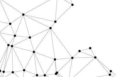 Siyah Düğümler ve İnce Çizgiler ile Soyut Çokgen Ağ, Bir Minimalist Geometrik Ağ Şablonu Oluşturuyor