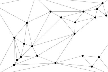 Siyah Düğümler ve İnce Çizgiler ile Soyut Çokgen Ağ, Bir Minimalist Geometrik Ağ Şablonu Oluşturuyor