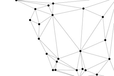 Siyah Düğümler ve İnce Çizgiler ile Soyut Çokgen Ağ, Bir Minimalist Geometrik Ağ Şablonu Oluşturuyor