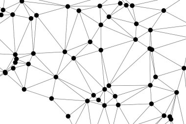 Siyah Düğümler ve İnce Çizgiler ile Soyut Çokgen Ağ, Bir Minimalist Geometrik Ağ Şablonu Oluşturuyor