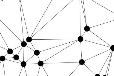 Siyah Düğümler ve İnce Çizgiler ile Soyut Çokgen Ağ, Bir Minimalist Geometrik Ağ Şablonu Oluşturuyor