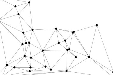 Siyah Düğümler ve İnce Çizgiler ile Soyut Çokgen Ağ, Bir Minimalist Geometrik Ağ Şablonu Oluşturuyor