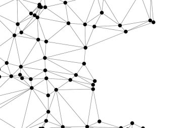 Siyah Düğümler ve İnce Çizgiler ile Soyut Çokgen Ağ, Bir Minimalist Geometrik Ağ Şablonu Oluşturuyor