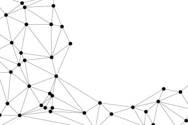 Siyah Düğümler ve İnce Çizgiler ile Soyut Çokgen Ağ, Bir Minimalist Geometrik Ağ Şablonu Oluşturuyor
