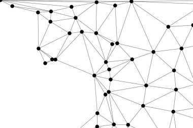 Siyah Düğümler ve İnce Çizgiler ile Soyut Çokgen Ağ, Bir Minimalist Geometrik Ağ Şablonu Oluşturuyor