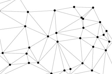 Siyah Düğümler ve İnce Çizgiler ile Soyut Çokgen Ağ, Bir Minimalist Geometrik Ağ Şablonu Oluşturuyor