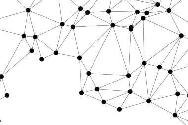 Siyah Düğümler ve İnce Çizgiler ile Soyut Çokgen Ağ, Bir Minimalist Geometrik Ağ Şablonu Oluşturuyor