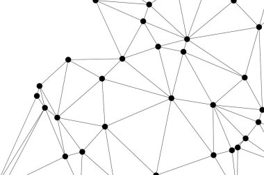 Siyah Düğümler ve İnce Çizgiler ile Soyut Çokgen Ağ, Bir Minimalist Geometrik Ağ Şablonu Oluşturuyor