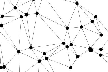 Siyah Düğümler ve İnce Çizgiler ile Soyut Çokgen Ağ, Bir Minimalist Geometrik Ağ Şablonu Oluşturuyor
