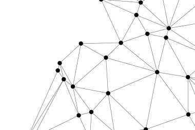 Siyah Düğümler ve İnce Çizgiler ile Soyut Çokgen Ağ, Bir Minimalist Geometrik Ağ Şablonu Oluşturuyor