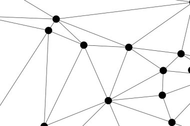 Siyah Düğümler ve İnce Çizgiler ile Soyut Çokgen Ağ, Bir Minimalist Geometrik Ağ Şablonu Oluşturuyor