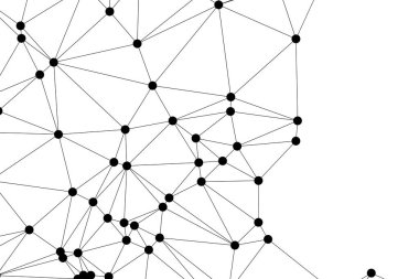 Siyah Düğümler ve İnce Çizgiler ile Soyut Çokgen Ağ, Bir Minimalist Geometrik Ağ Şablonu Oluşturuyor