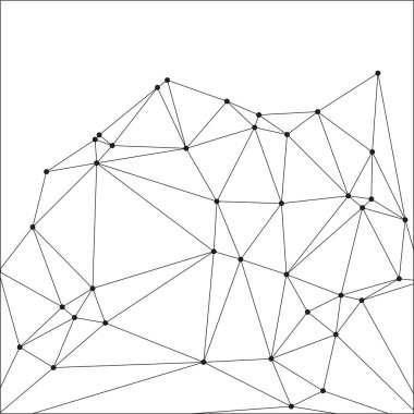 Siyah Düğümler ve İnce Çizgiler ile Soyut Çokgen Ağ, Bir Minimalist Geometrik Ağ Şablonu Oluşturuyor