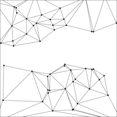 Siyah Düğümler ve İnce Çizgiler ile Soyut Çokgen Ağ, Bir Minimalist Geometrik Ağ Şablonu Oluşturuyor