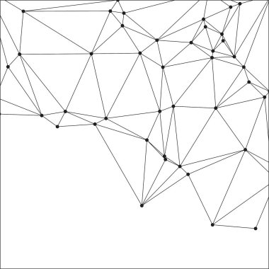 Siyah Düğümler ve İnce Çizgiler ile Soyut Çokgen Ağ, Bir Minimalist Geometrik Ağ Şablonu Oluşturuyor