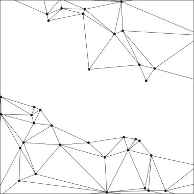 Siyah Düğümler ve İnce Çizgiler ile Soyut Çokgen Ağ, Bir Minimalist Geometrik Ağ Şablonu Oluşturuyor