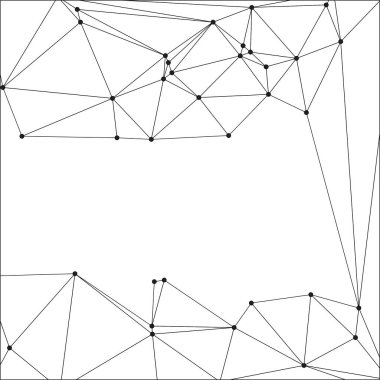 Siyah Düğümler ve İnce Çizgiler ile Soyut Çokgen Ağ, Bir Minimalist Geometrik Ağ Şablonu Oluşturuyor