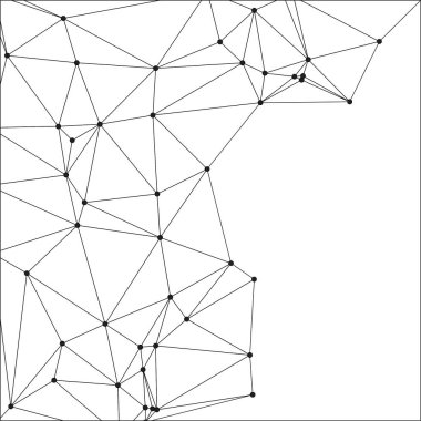Siyah Düğümler ve İnce Çizgiler ile Soyut Çokgen Ağ, Bir Minimalist Geometrik Ağ Şablonu Oluşturuyor