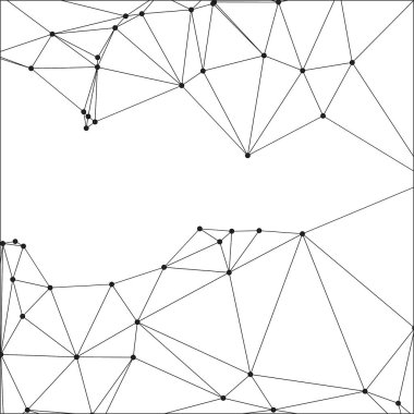 Siyah Düğümler ve İnce Çizgiler ile Soyut Çokgen Ağ, Bir Minimalist Geometrik Ağ Şablonu Oluşturuyor